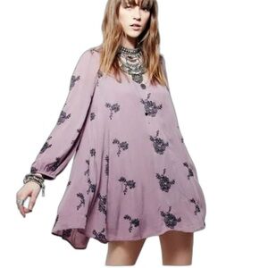 Whimsigoth Plum Free People Grunge Fairy Mini Sundress pockets & bishop sleeves!